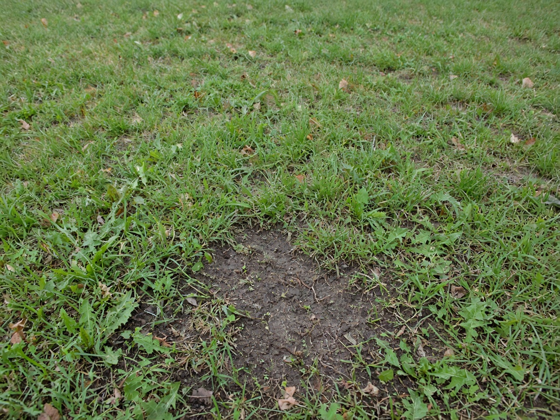 Ordinary Midwestern lawn with thin spots and clover